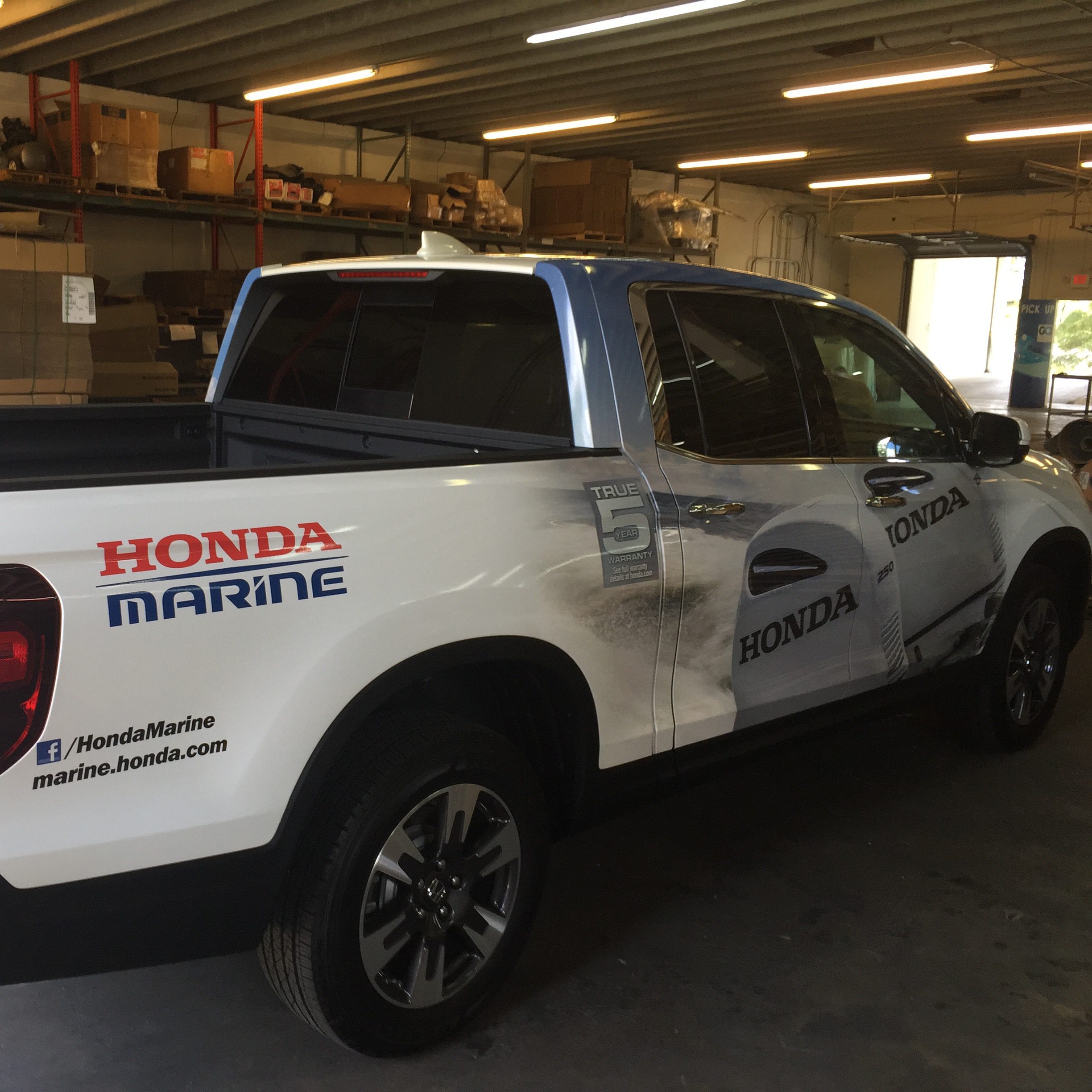 Honda Marine Vinyl Wrap on Truck - Green Light Graphics