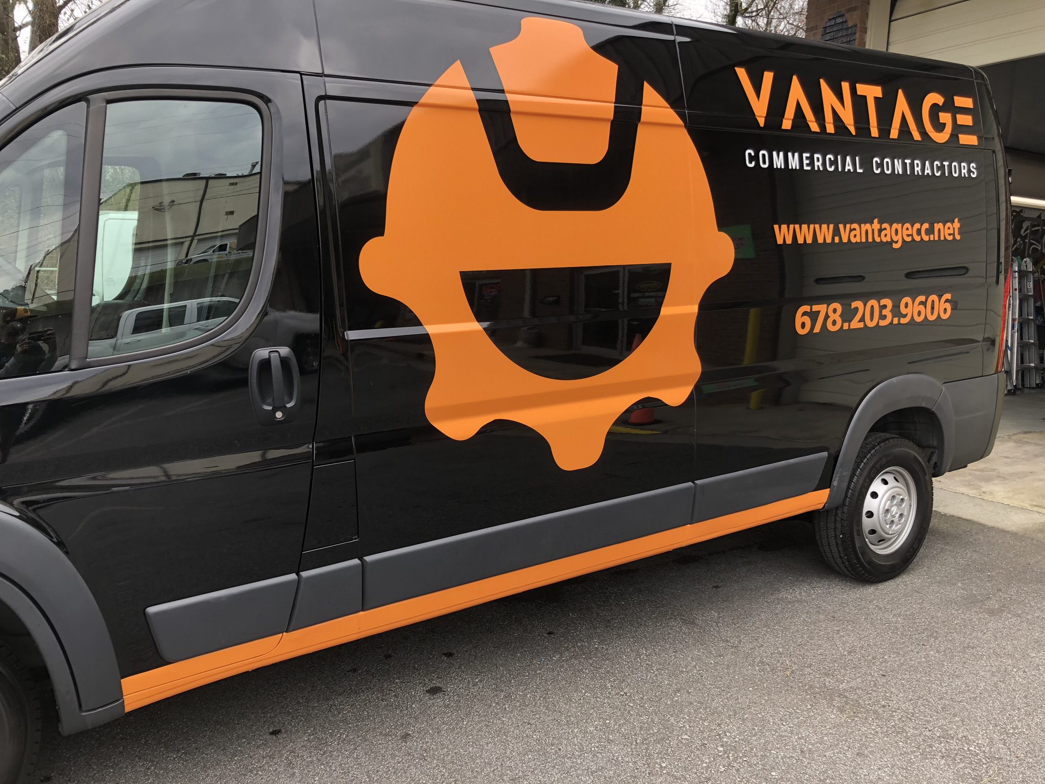 Vantage Contractors Vinyl Wrap on Van - Green Light Graphics